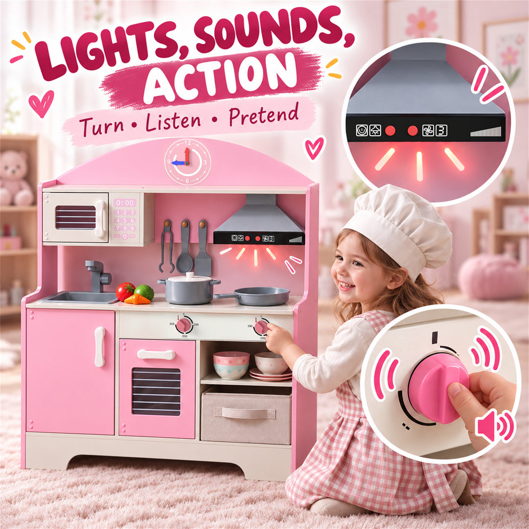 Kids Play Kitchen with Lights &amp; Sounds, Pretend Play Toy set with - view 5