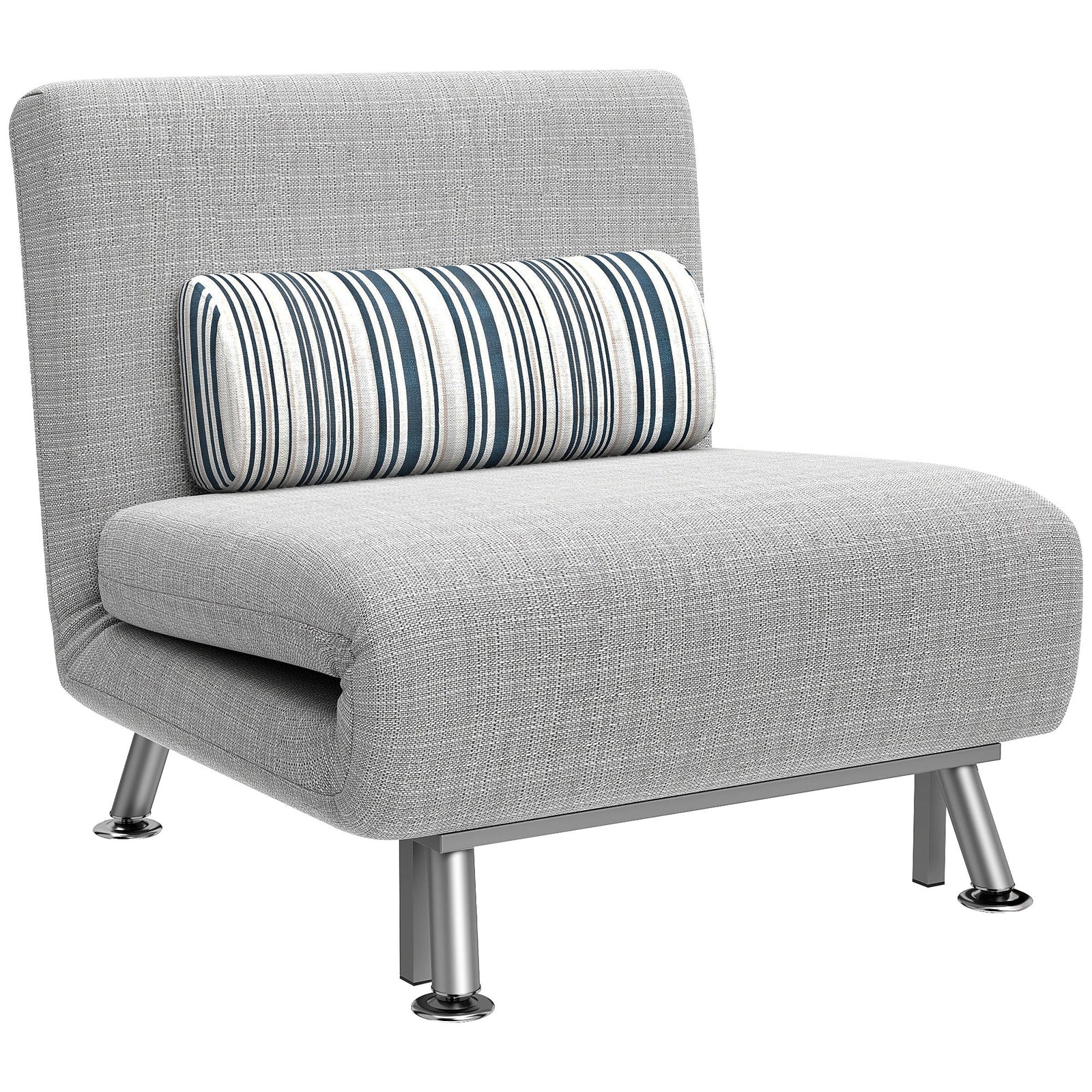 Single Sofa Bed, 1 Person Sleeper Foldable Lounge with Pillow, Grey