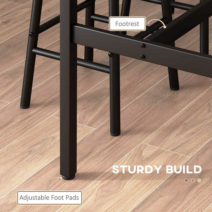 5 Piece Bar Table Set with 4 Stools, Industrial Bar Table and Stool Set, Dining Table and Chair Set, Rustic Brown