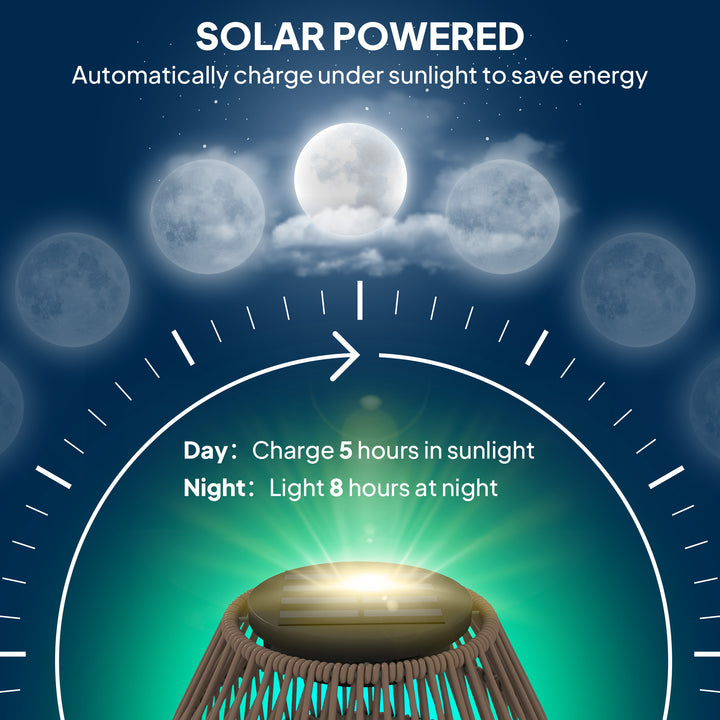 Rattan Solar Lamp, Garden Solar Lantern with Auto On/Off Light, IP44 Waterproof, Decorative Outdoor Rattan Lamp for Porch, Pathway, Dark Brown