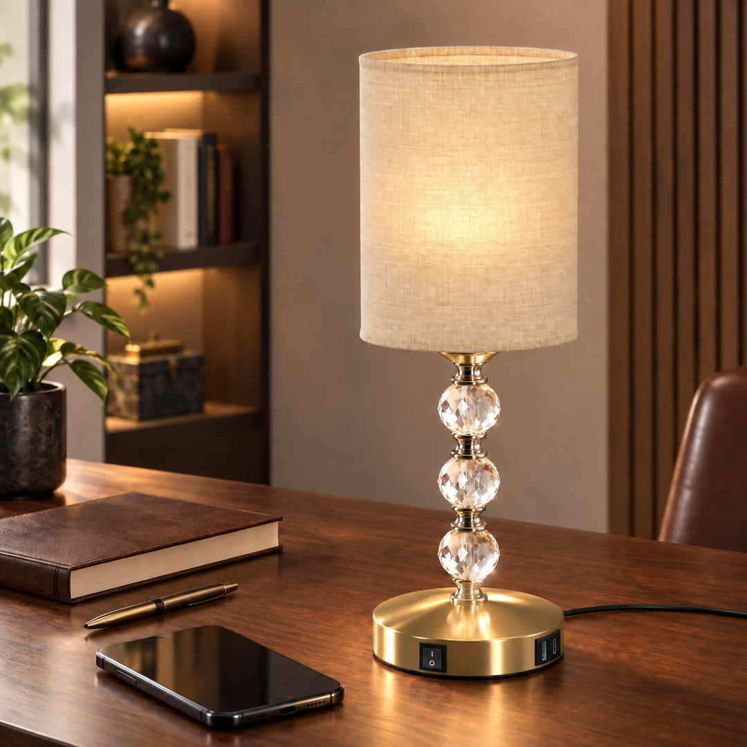 Bedside Lamp, Modern Crystal Decoration Table Lamp with PVC shade - view 2