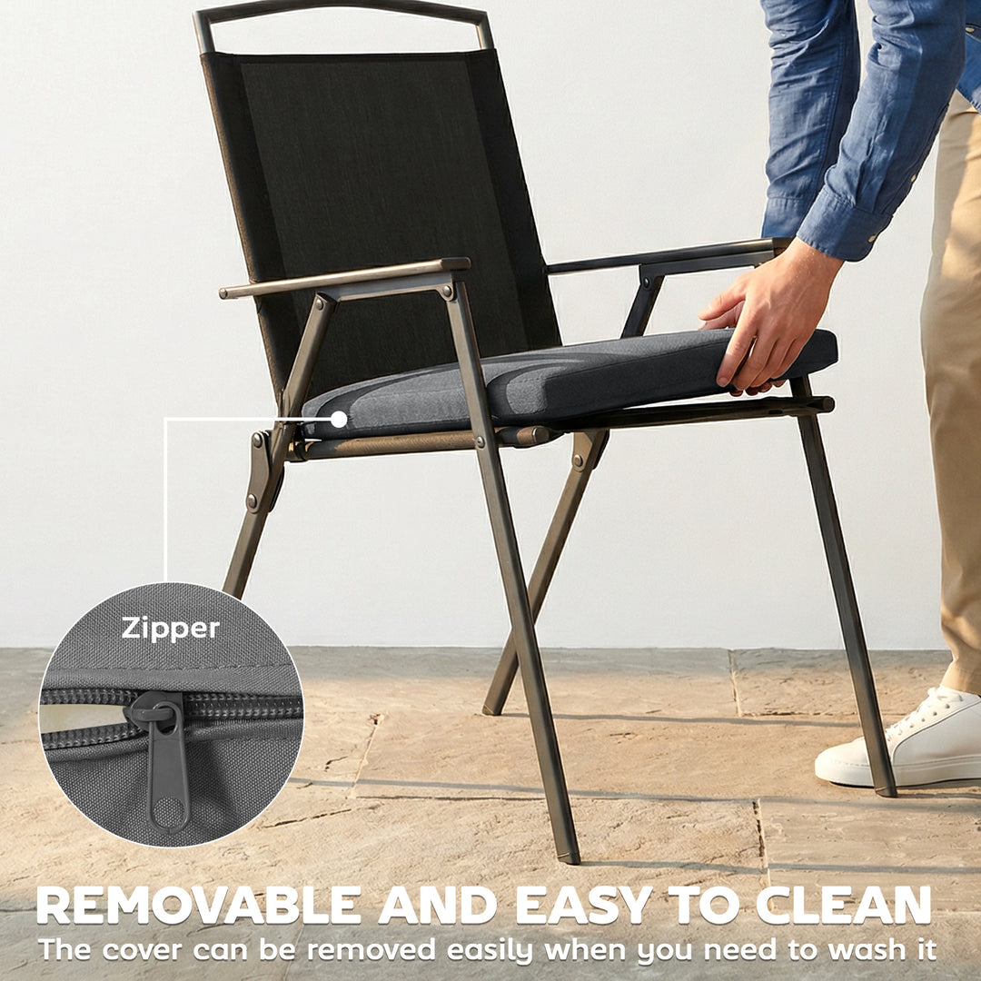 Outdoor Seat Cushions Set of 2 with Ties, Waterproof Garden Seat Pads,