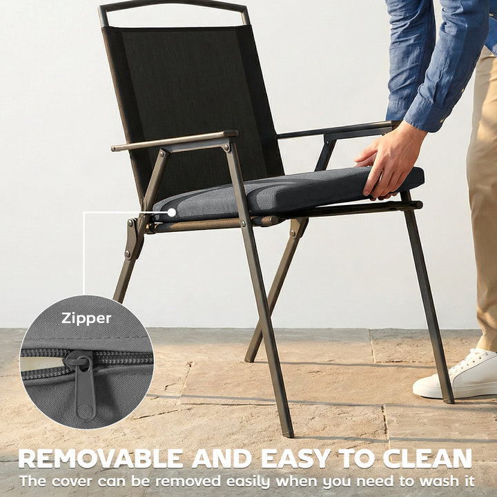 Outdoor Seat Cushions Set of 2 with Ties, Waterproof Garden Seat Pads,