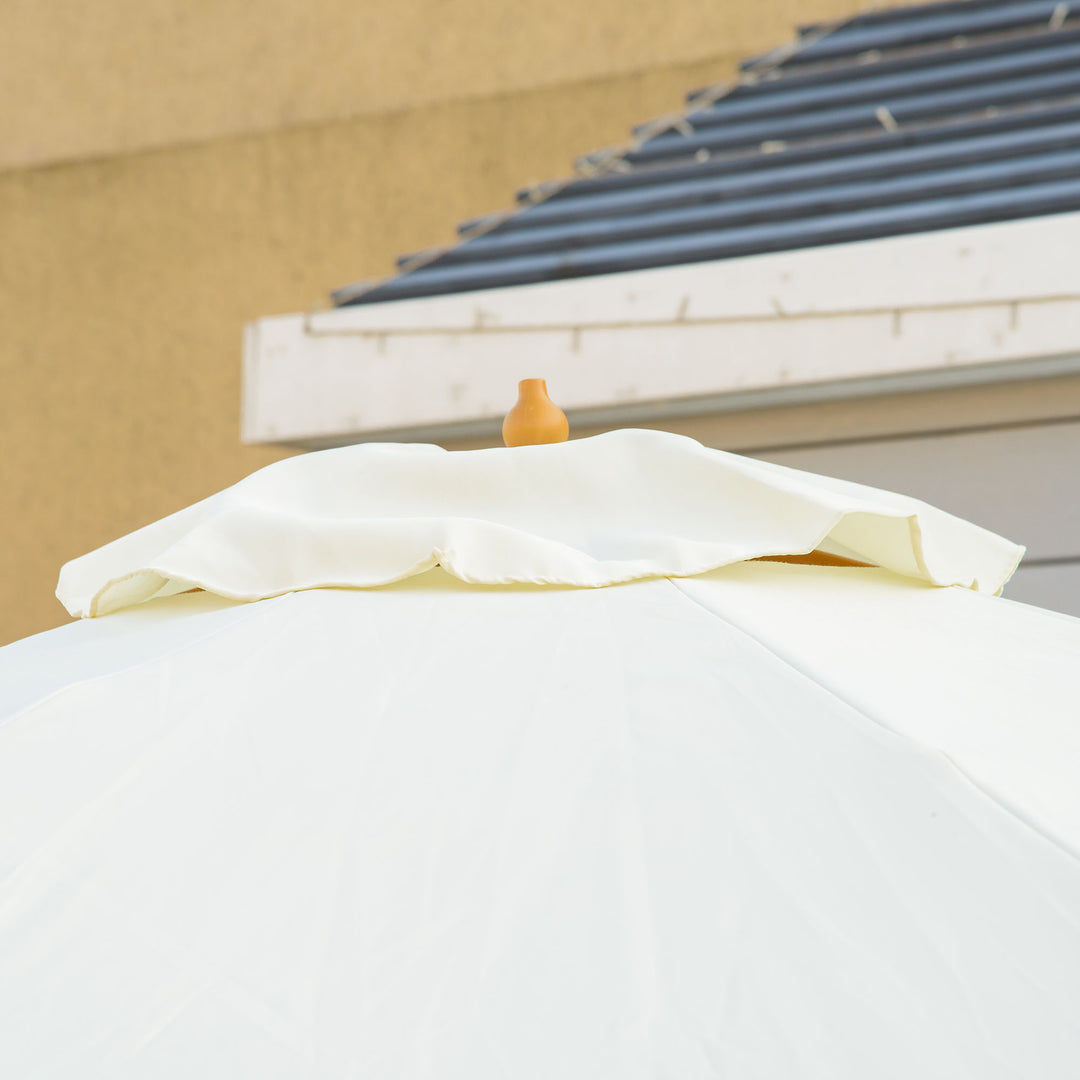 MCL 3.3(m) Patio Umbrella, Garden Parasol, Outdoor Sun Shade Canopy with 8 Bamboo Ribs, Ruffles and Wood Pole, Beige