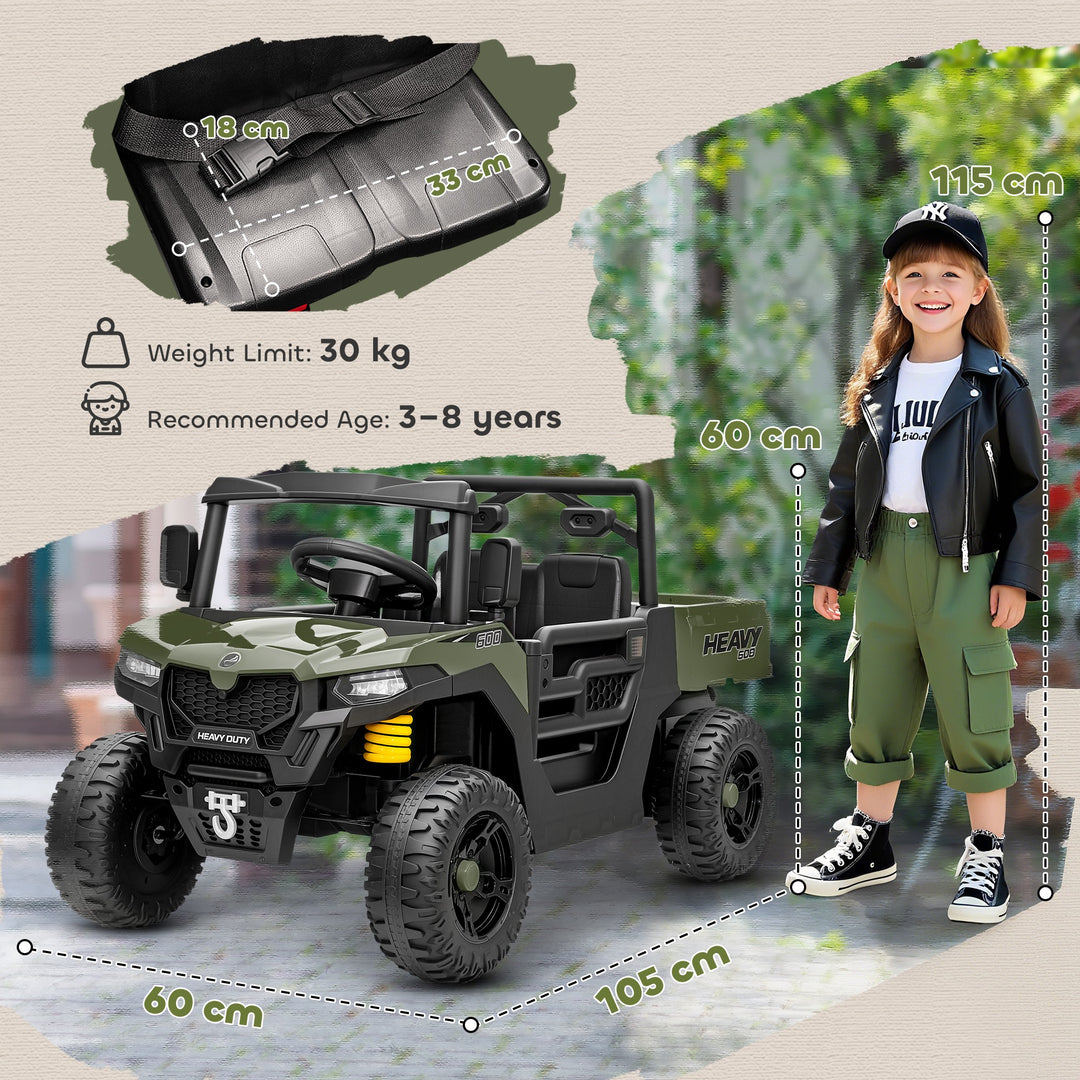 Kids Ride on Car, 12V Electric Kids UTV with Electric Dump Bed, 4-Wheel Suspension for 3-8 Years