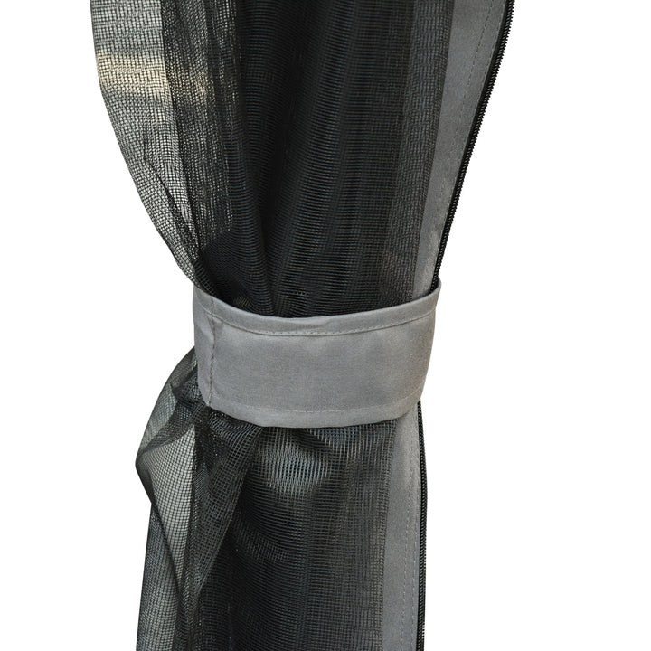 MCL 3 Seater Swing Chair 3-in-1 Convertible Garden Swing Seat Bed Gazebo Patio Bench Outdoor with Double Tier Canopy, Cushioned Seat, Mesh Sidewalls, Grey