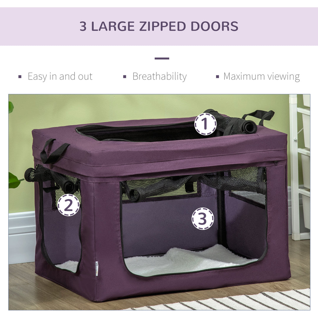 60cm Pet Carrier, with Cushion, for Miniature Dogs - Purple