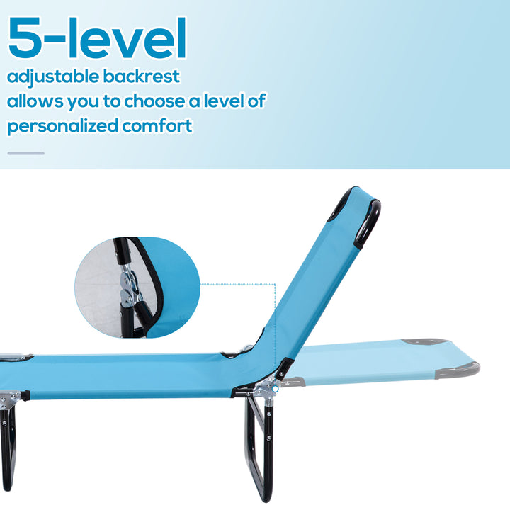 Garden Sun Lounger, with Five-Position Back - Light Blue
