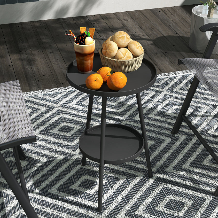 Two-Tier Metal Garden Table - Black