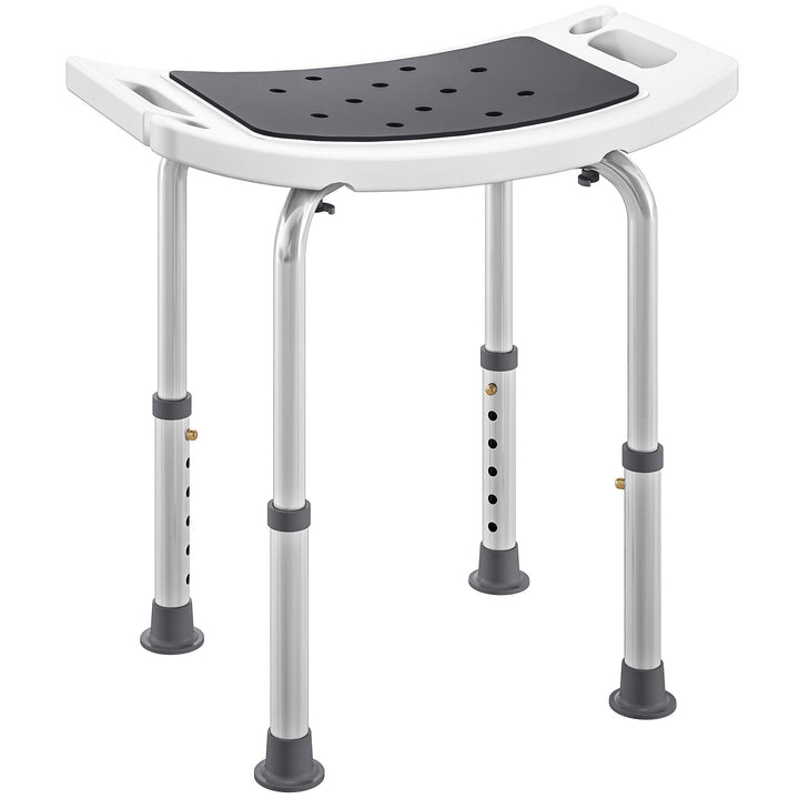 HOMCOM Shower Chair, Adjustable Height Shower Stool with Aluminium Frame and Non-Slip Feet, Bathtub Stool Seat for Elderly Disabled Handicap