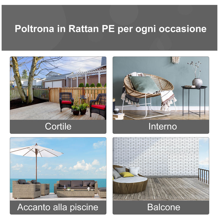 MCL Teardop PE Wicker Rattan Chair w/ Thick Cushions 4 Legs Outdoor Seat Egg Garden