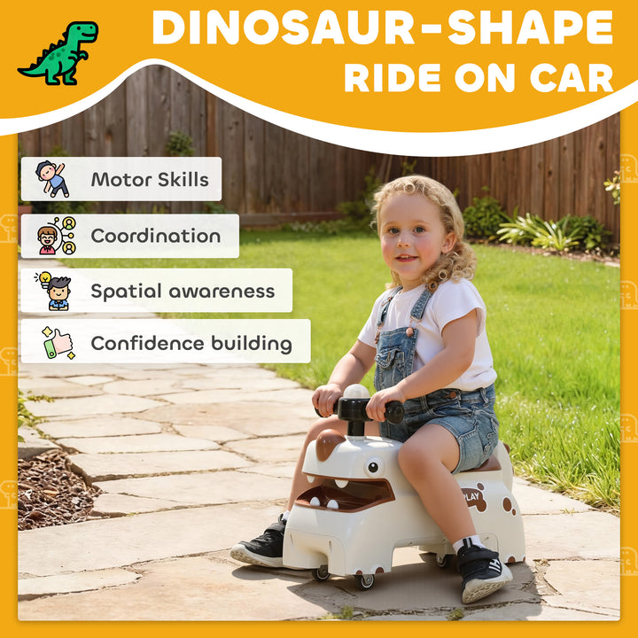 Kids Ride On Car, Dinosaur Foot to Floor Slider with Storage, Toddler Walker with Light, Sounds