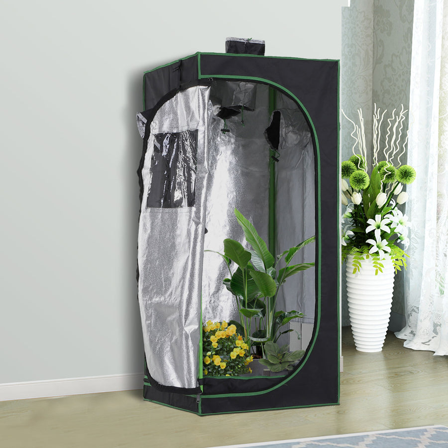Grow Tent Reflective Mylar Hydroponic with Adjustable Vents and Floor Tray for Indoor Plant Growing, 60 x 60 x 140 cm (24.5" x 24.5" x 55")