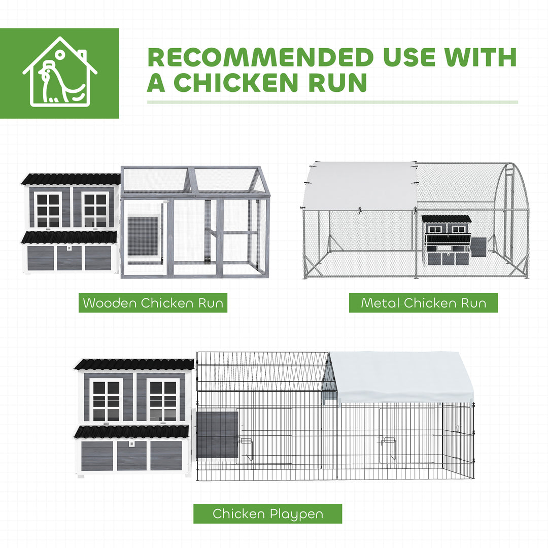 Wooden Chicken Coop with Nesting Box, Slide-Out Tray, Perches, for 4-6 Chickens, 100 x 86 x 100cm