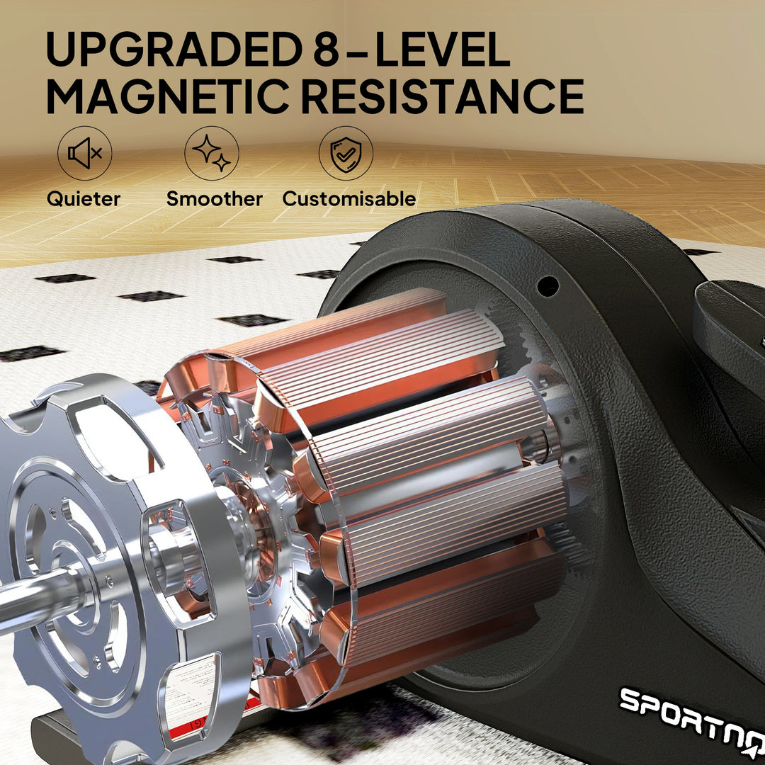 Under Desk Elliptical Machine with LCD Monitor, 8 Adjustable Magnetic Resistances for 2-in-1 Seat &amp; Stand Up Exercise