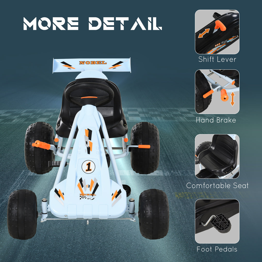Kids Children Pedal Go Kart Manual Ride On Car w/ Brake Gears Steering Wheel Adjustable Seat Outdoor Fun Vehicle 97 x 66 x 59 cm