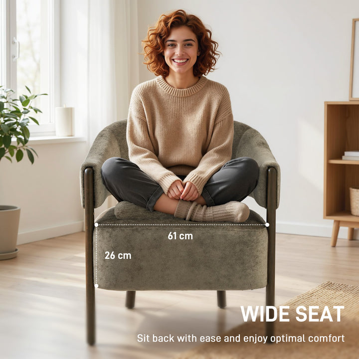 Accent Chair, Upholstered Tub Chair with Solid Wood Frame and Legs, Li