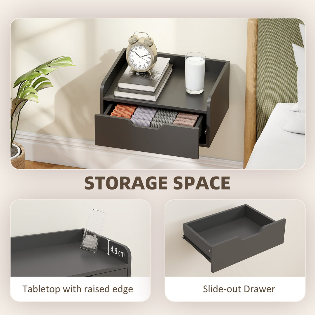 Floating Nightstands Set of 2, Wall Mounted Bedside Table with Drawer 