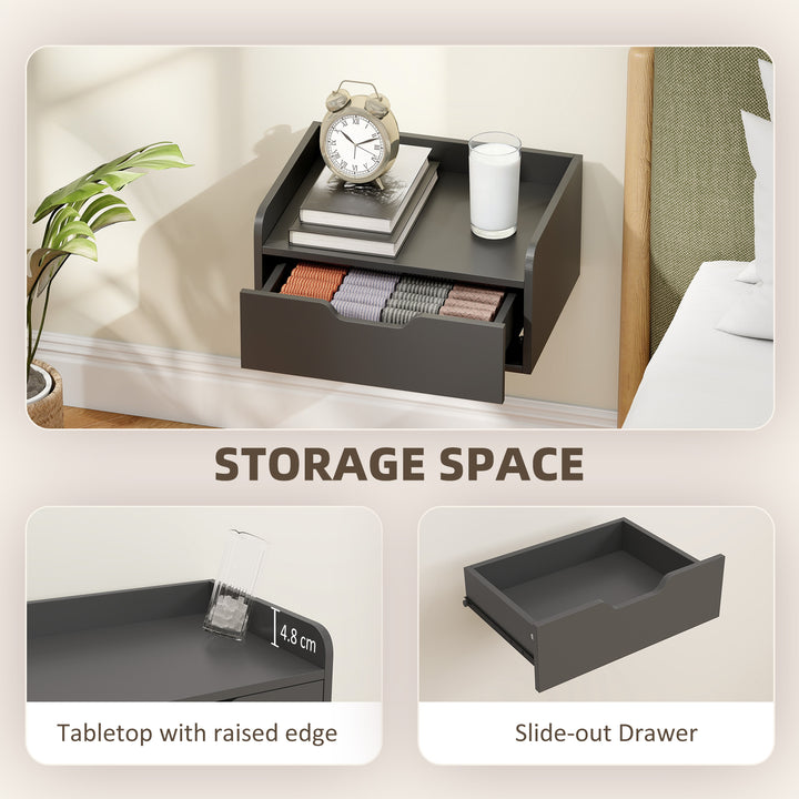 Floating Nightstands Set of 2, Wall Mounted Bedside Table with Drawer 