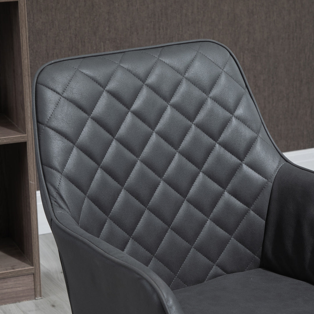 Office Desk Chair, Leather-Feel Fabric Computer Swivel Chair with Rolling Wheels and Adjustable Height for Home, Grey