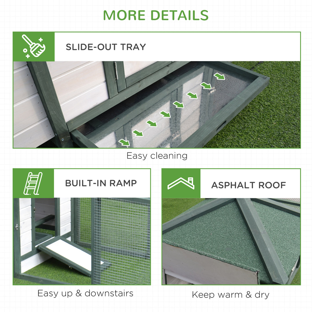 Chicken Coop, Small Animal Pet cage w/ Nesting Box, Wooden Outdoor Run, Green