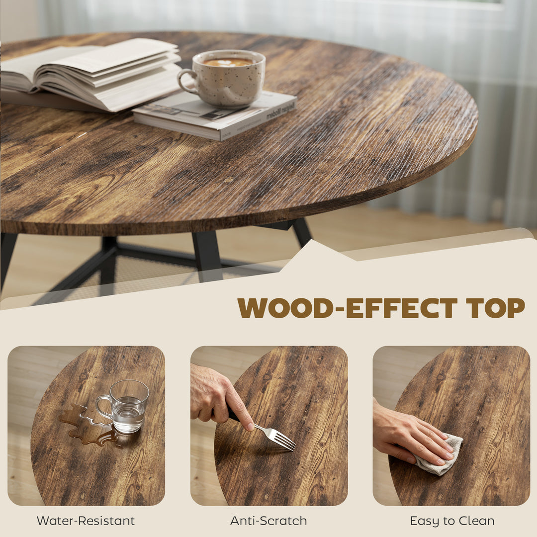 Dining Table for 4 People, 100 cm Round Industrial Kitchen Table with 