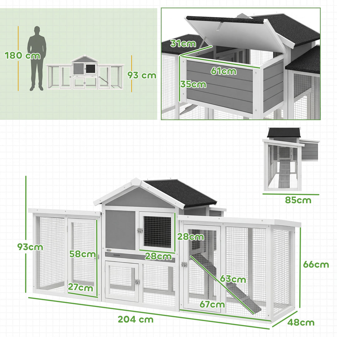 Large Chicken Coop, Wooden Outdoor Chicken Cage Poultry Hen House with