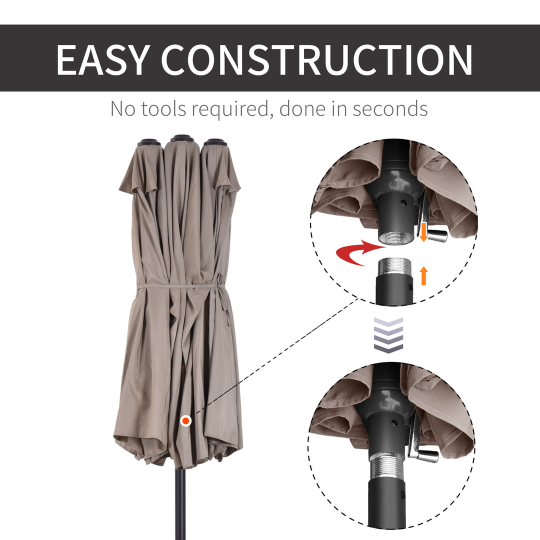 MCL 4.6m Double-Sided Patio Parasol Sun Umbrella-Tan