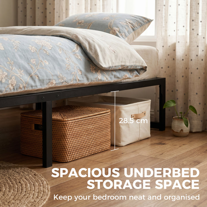 3ft Single Bed Frame with Underbed Storage and Steel Slat Support, 32.