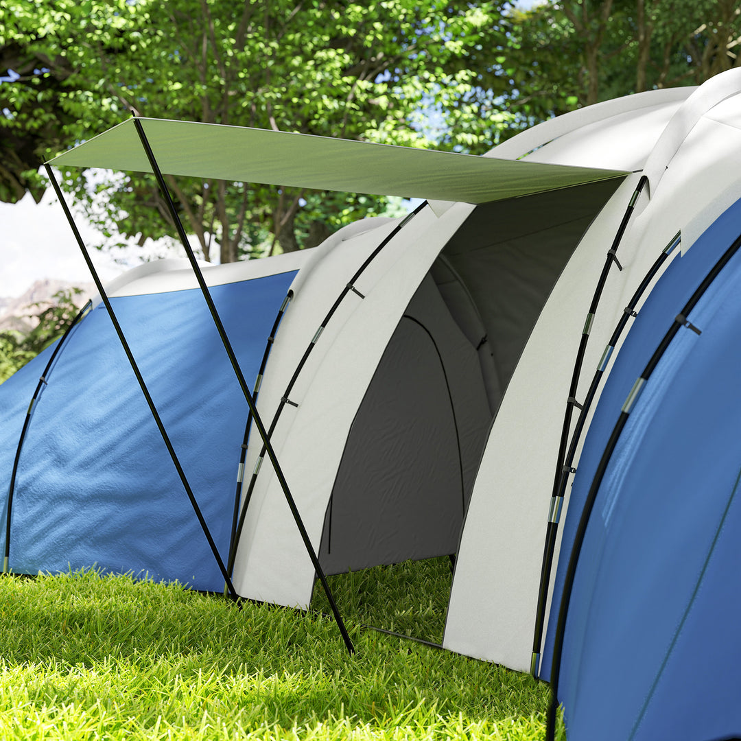 6-9 Man Tent with Bedrooms and Living Room, Accessories Included, Blue