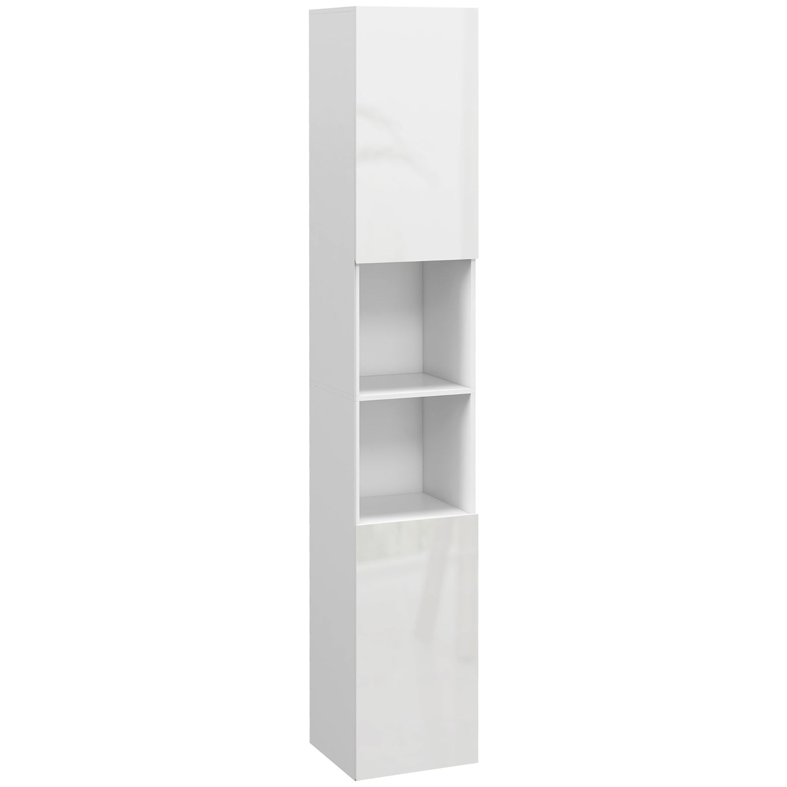 Multi-Storage Slim Bathroom Cabinet - High Gloss White