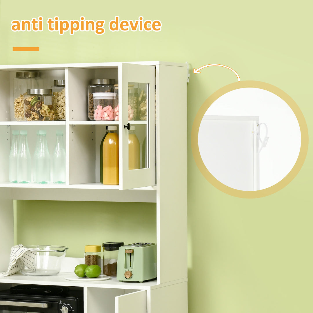 MCL Freestanding Kitchen Cupboard, Modern Kitchen Storage Cabinet with Doors and Adjustable Shelves, 180cm, White