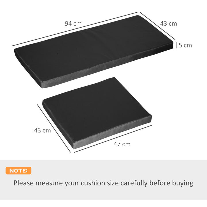 Outdoor Seat Cushion Pads for Rattan Furniture, 3 PCs Garden Furniture Cushions, Black