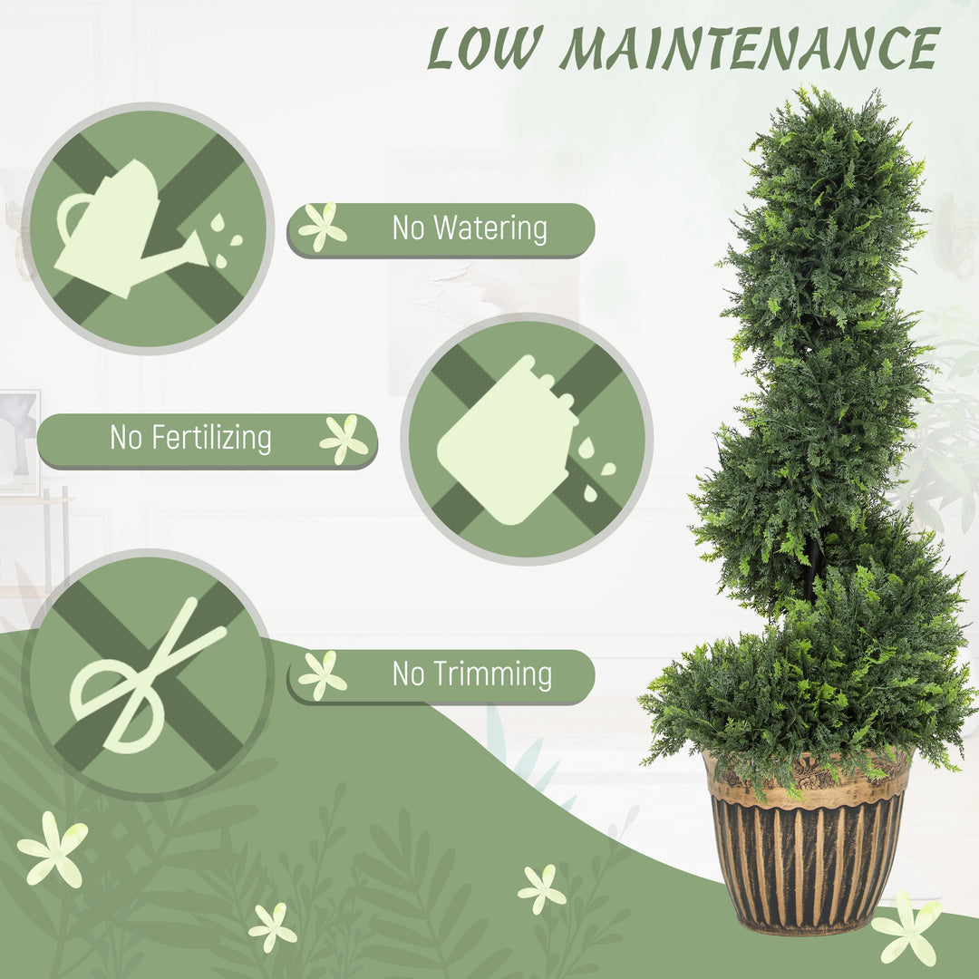 Set of 2 Artificial Plants, Topiary Spiral Boxwood Cypress Trees with 