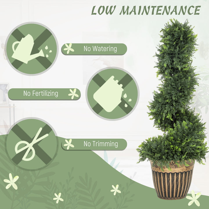 Set of 2 Artificial Plants, Topiary Spiral Boxwood Cypress Trees with 