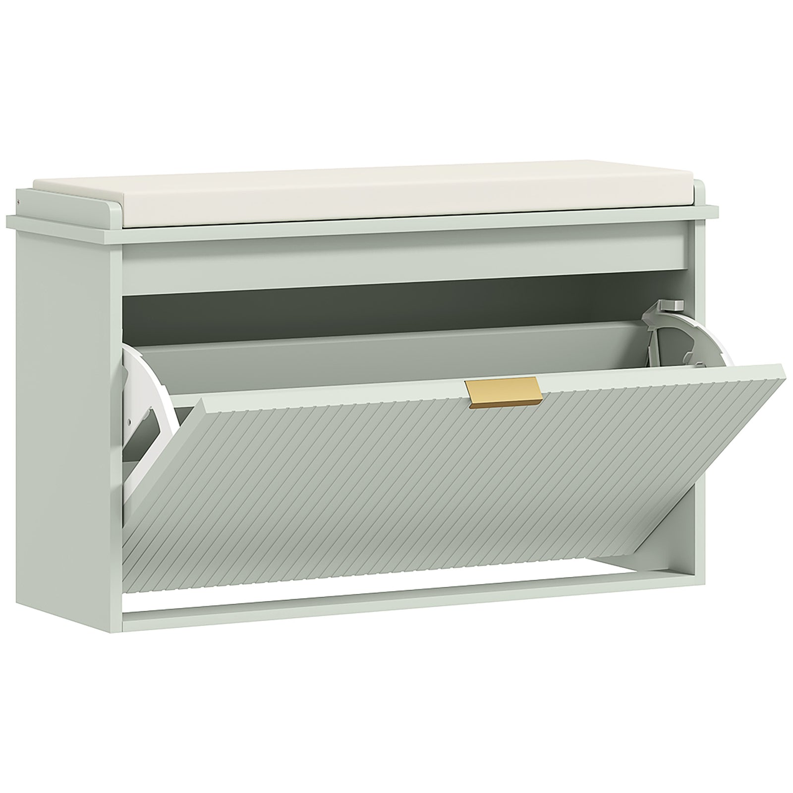 Elegant Eight Shoe Bench, with Top Seat - Green