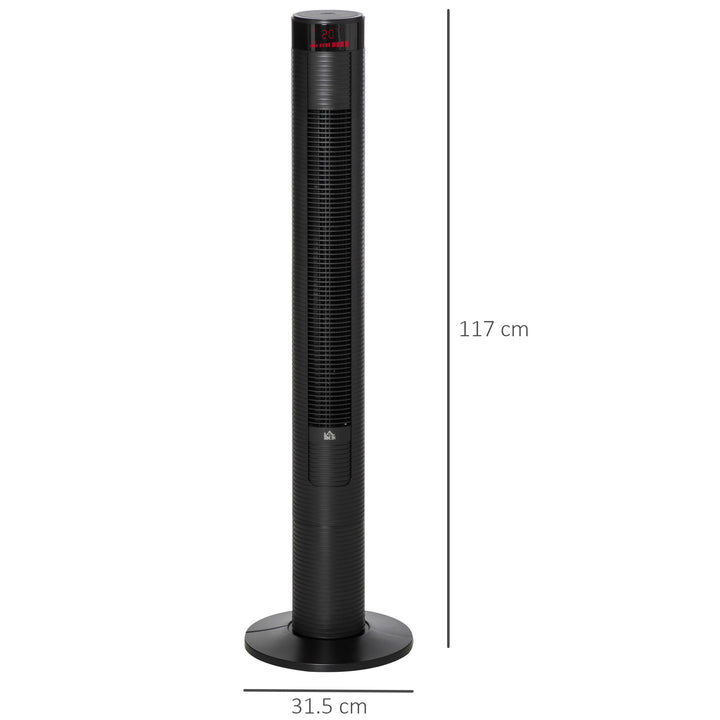 HOMCOM Tower of Cooling: 46" Remote-Controlled Fan, 12H Timer, 3 Speeds, Quiet Operation for Home & Office, Jet Black | Aosom UK