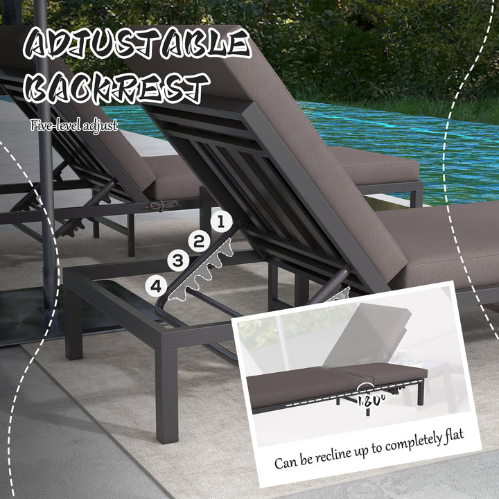 Three-Piece Aluminium Lounger Set, with Reclining Backs