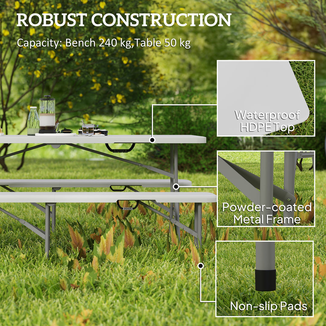 Three-Piece Folding Picnic Table and Bench Set - White