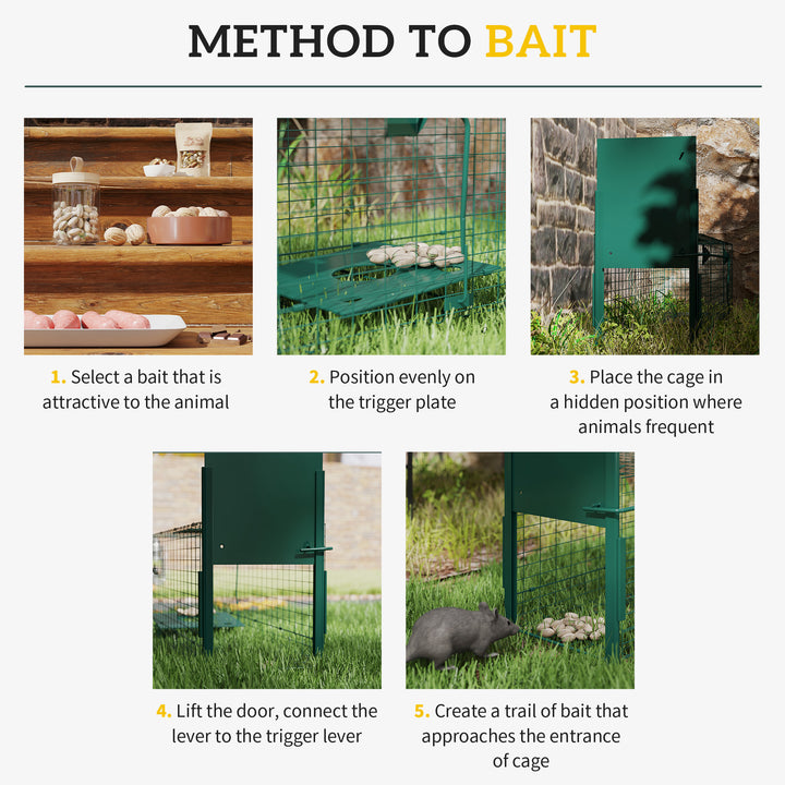 Metal Rat Trap with Single Door, for Small Animals, Dark Green