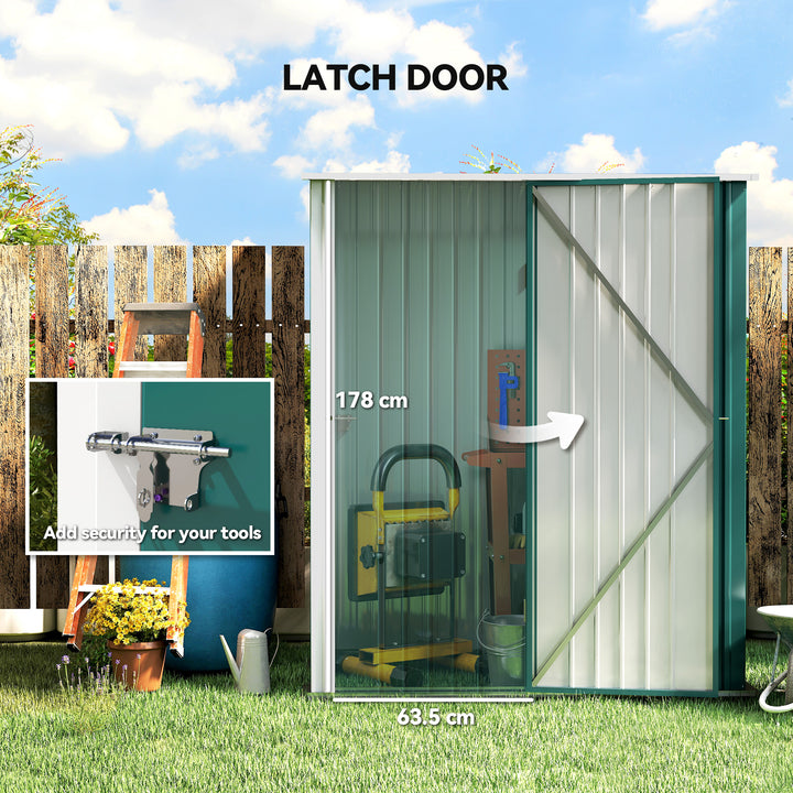 5.3 x 3.1ft Corrugated Steel Garden Shed - Green