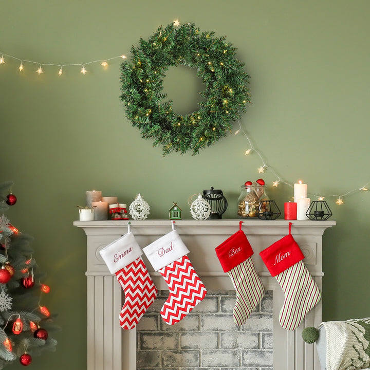 MCL 55CM Pre-lit Christmas Wreath with 50 Warm White LED Ideal Xmas Artificial Door Decoration