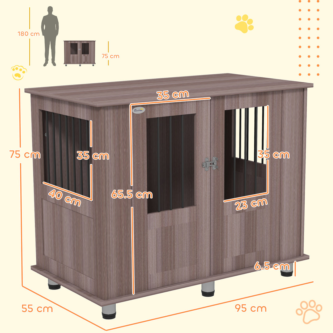 Dog Crate Table for Medium and Large Dogs with Magnetic Door for Indoor Use, 95 x 55 x 75 cm, Purple
