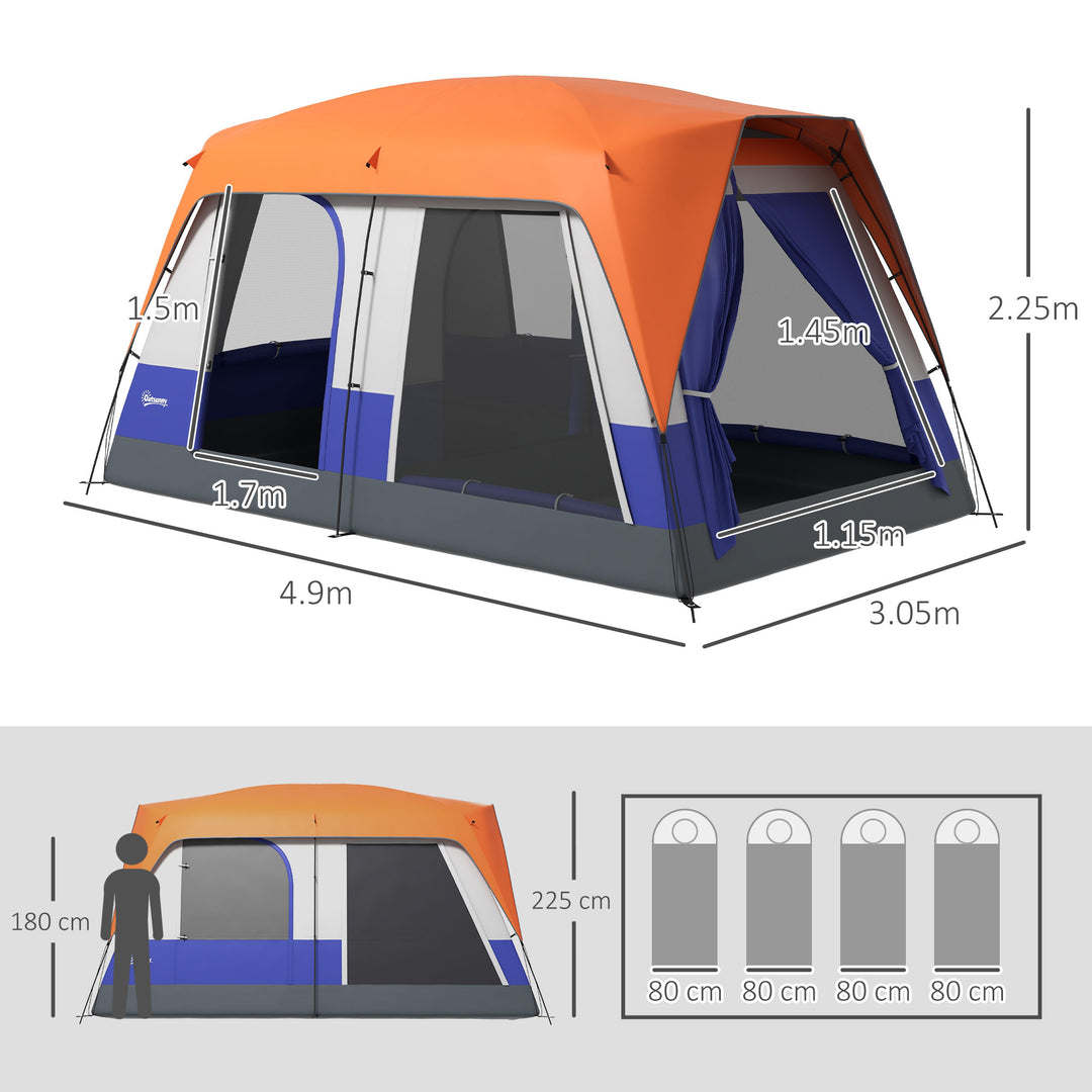 Six-Man Camping Tent, with Small Rainfly and Accessories - Orange