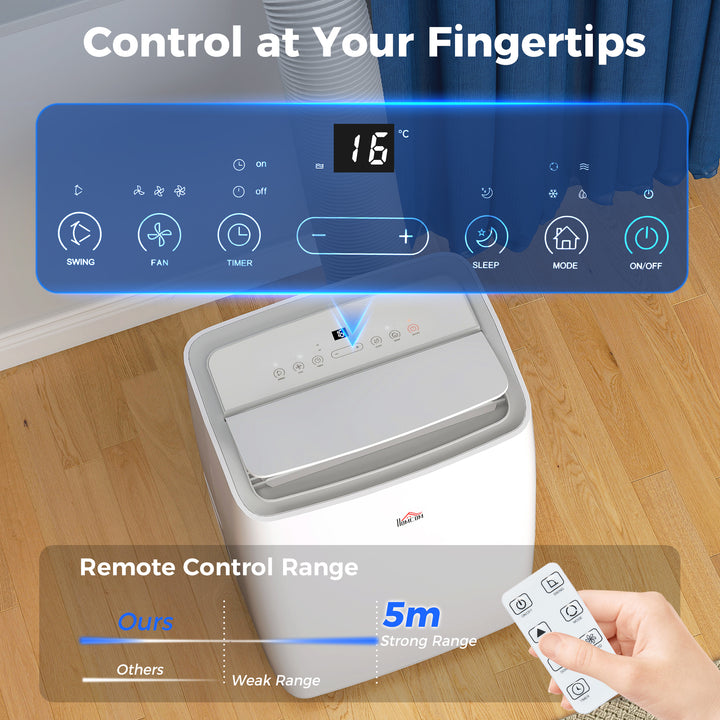 Portable Air Conditioner 12000 BTU, 4-in-1 Air Conditioning Unit, Dehumidifier, Cooling, Fan, Sleep Mode with 3 Speeds, Remote Control, LED Display, 24H Timer, Window Kit, Children Lock, 35m²