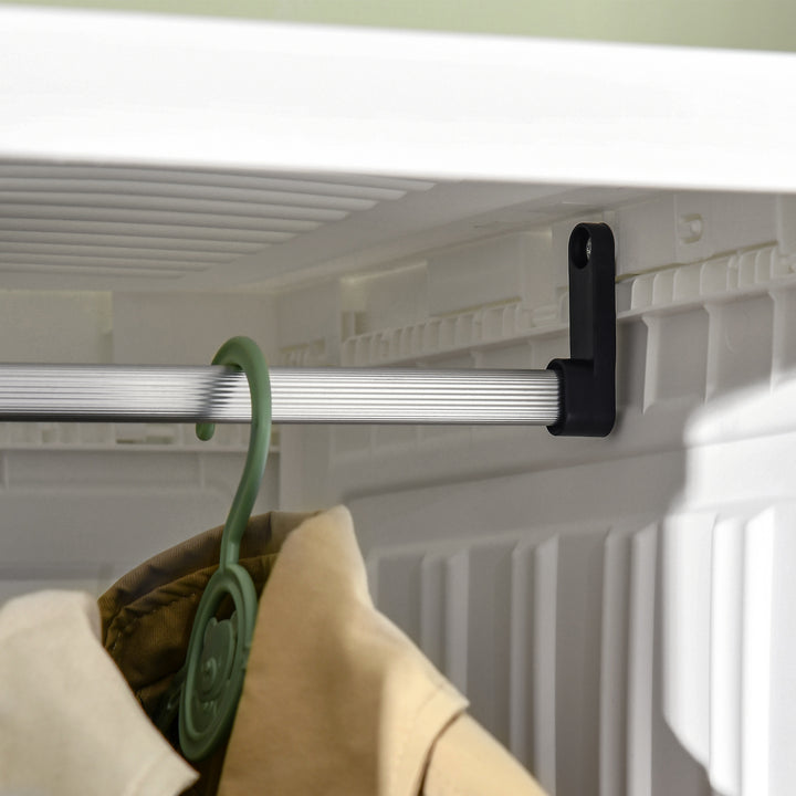 Portable Clothes Wardrobe for Bedroom, Foldable Clothes Organiser with Cube Storage, Hanging Rods, Magnet Doors, White