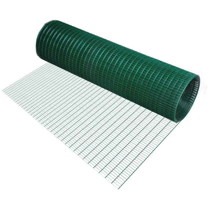 MCL PVC Coated Welded Wire Mesh Fencing Chicken Poultry Aviary Fence Run Hutch Pet Rabbit 30m Dark Green