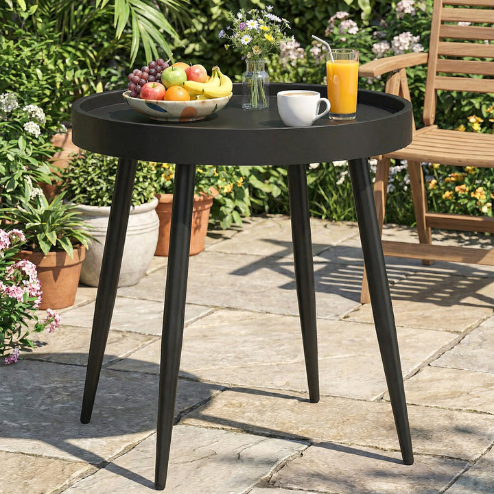 49.5 cm Round Garden Table, Small Outdoor Coffee Side Table with Plast