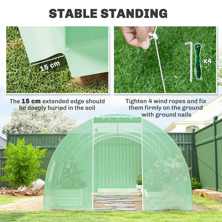 6 x 3 m Walk-in Polytunnel Greenhouse, Zipped Roll-Up Door, 8 Mesh - view 5