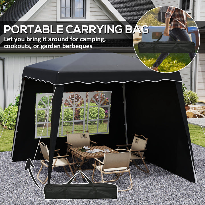 2.4 x 2.4m Two Wall Pop Up Gazebo - Black